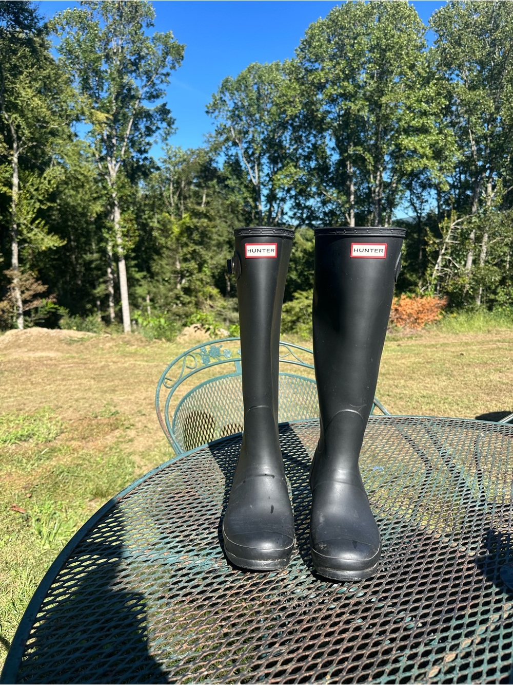Hunter Black Tall Rubber Rain Boots - Classic Logo